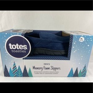 Totes Toasties Memory Foam Mens Blue XL Suede Slippers